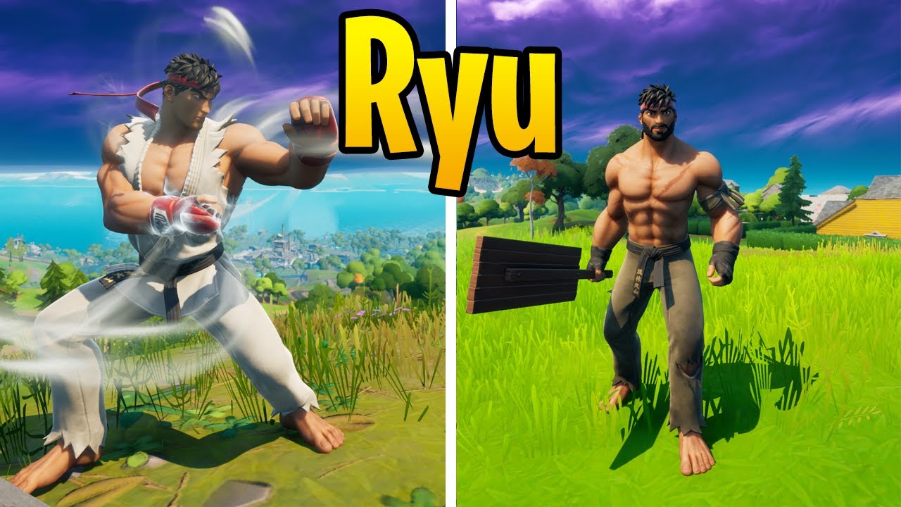 Ryu Skin Gameplay + Review in Fortnite! (Street Fighter Crossover