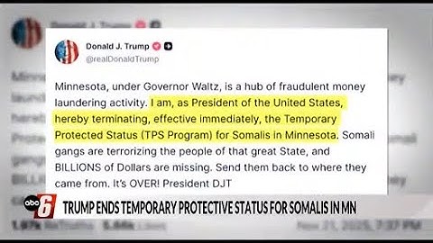 Trump beëindigt tijdelijke beschermingsstatus voor Somaliërs in Minnesota