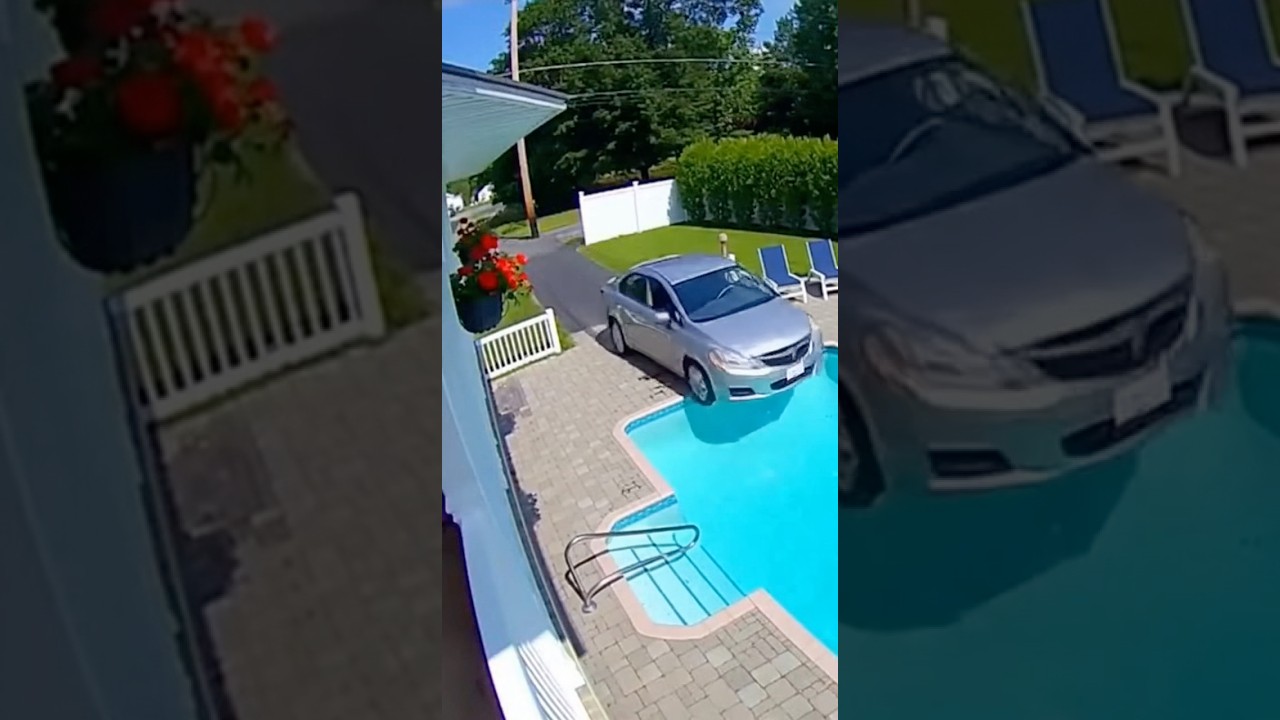Car Crashes into Pool 