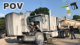 POV foam cannon washing kenworth | houston mobile truck wash