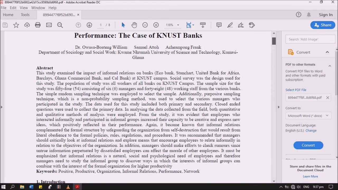 In text Citation in Word