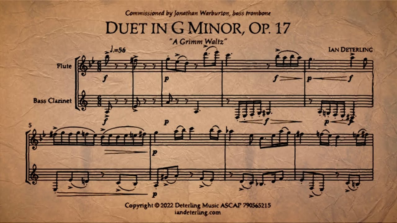 Duet for Flute and Bass Clarinet in G Minor - YouTube