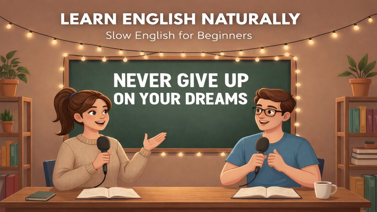 Slow English Conversation for Beginners | Never Give Up on Your Dreams | Easy English Podcast..