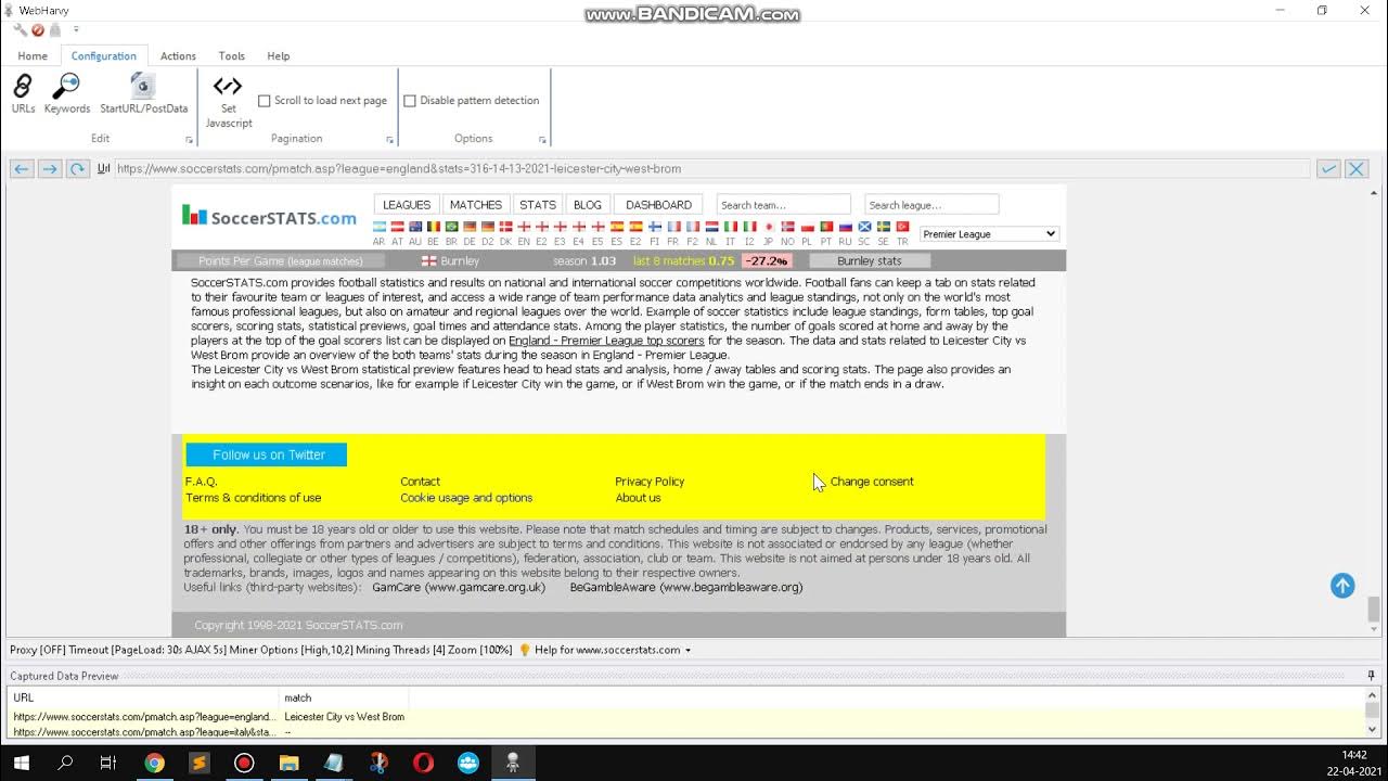 How to scrape Match stats from Soccerstats website listings and