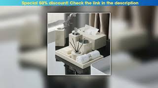 Review Emperador Light Natural Marble Bathroom Set Elegant Soap Dispenser Soap Dish Vanity Tray Bat