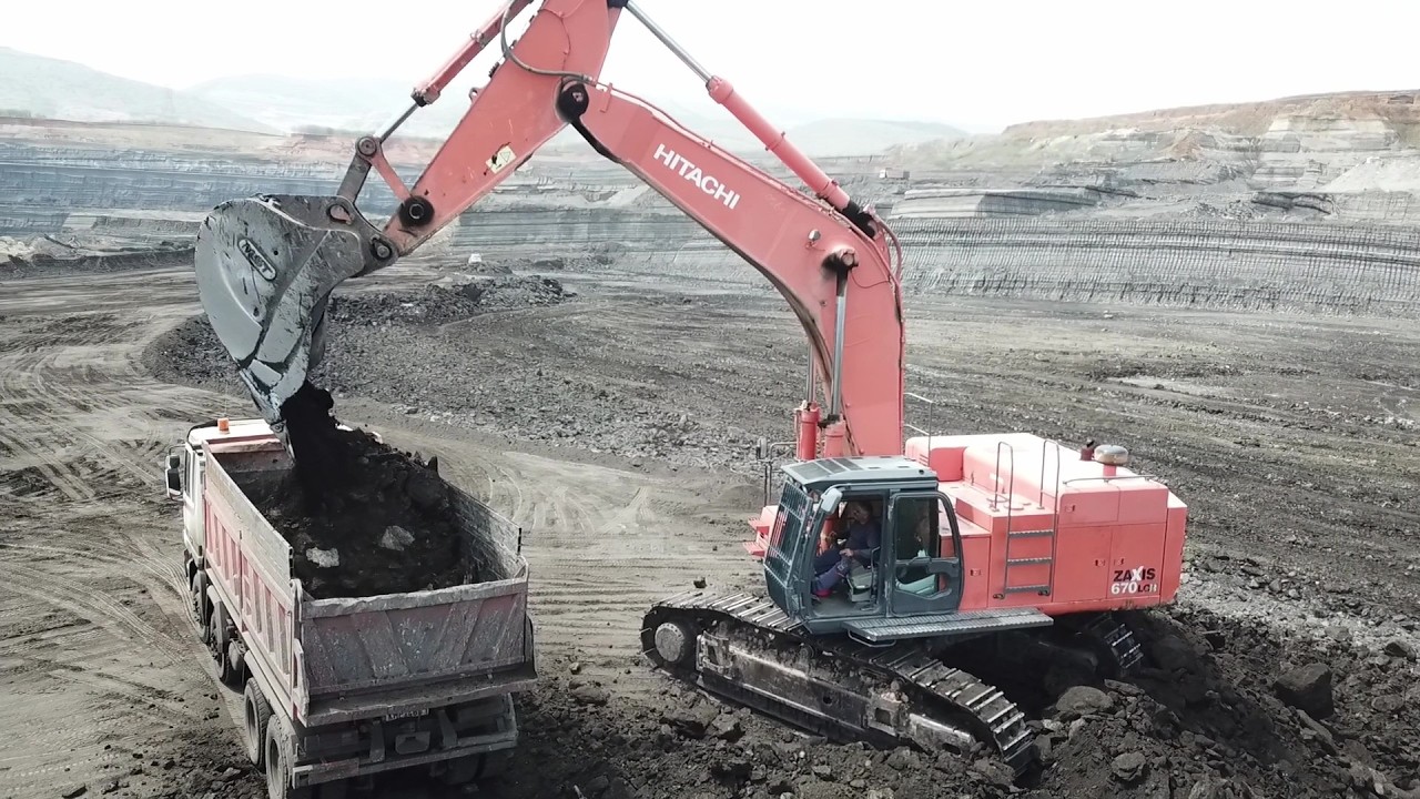 Liebherr 964-974 & Hitachi Zaxis 670LCR Excavators Loading Trucks - Drone Video - Ascon Ltd