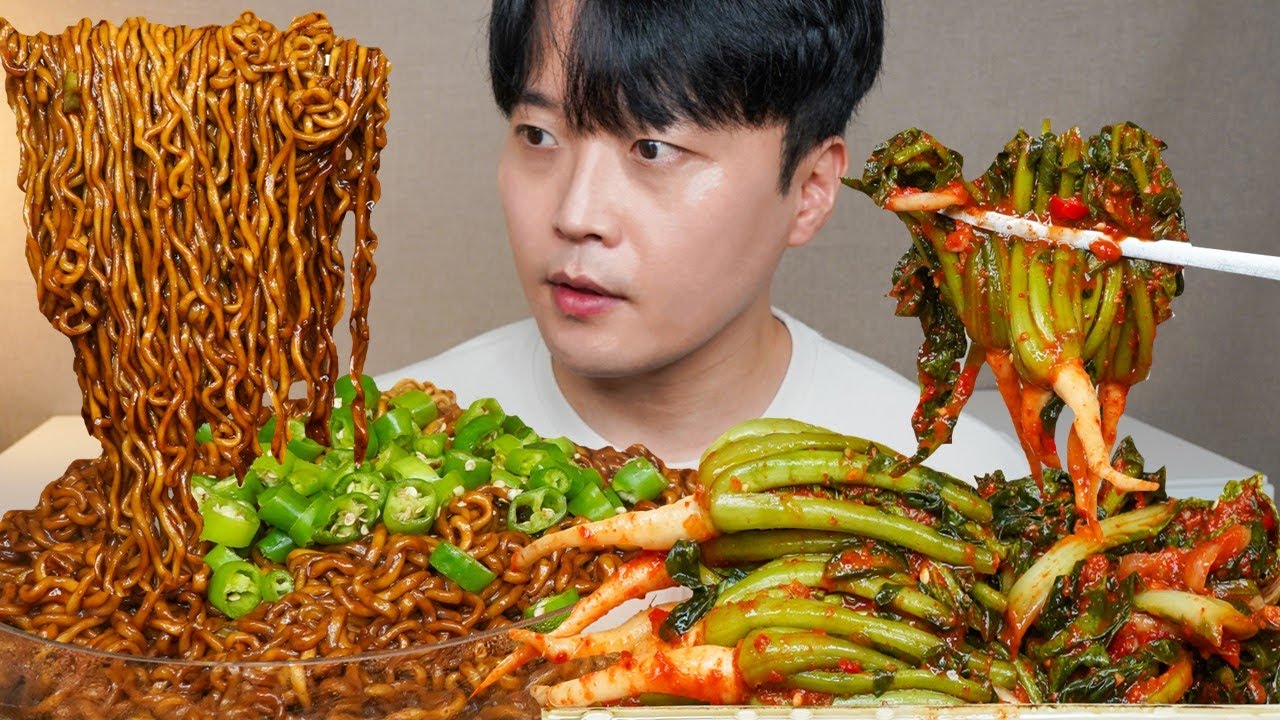 아내표 김치🥬 땡초 듬뿍 짜파게티 아기열무김치 얼갈이김치 먹방 Spicy Black Bean Noodles & Kimchi ASMR MUKBANG EATING SHOW