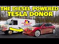 Our Tesla gets its Diesel Motor from a Bread truck and it wasn't easy