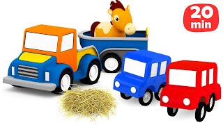 Dessins animés en français. 4 voitures colorées à la ferme. Animation pour les petits