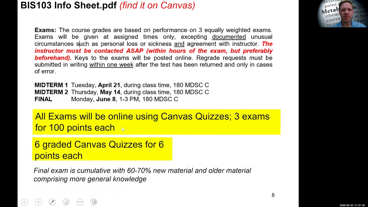 BIS103 SQ20 Zerbe Lecture 1 Intro Metabolism