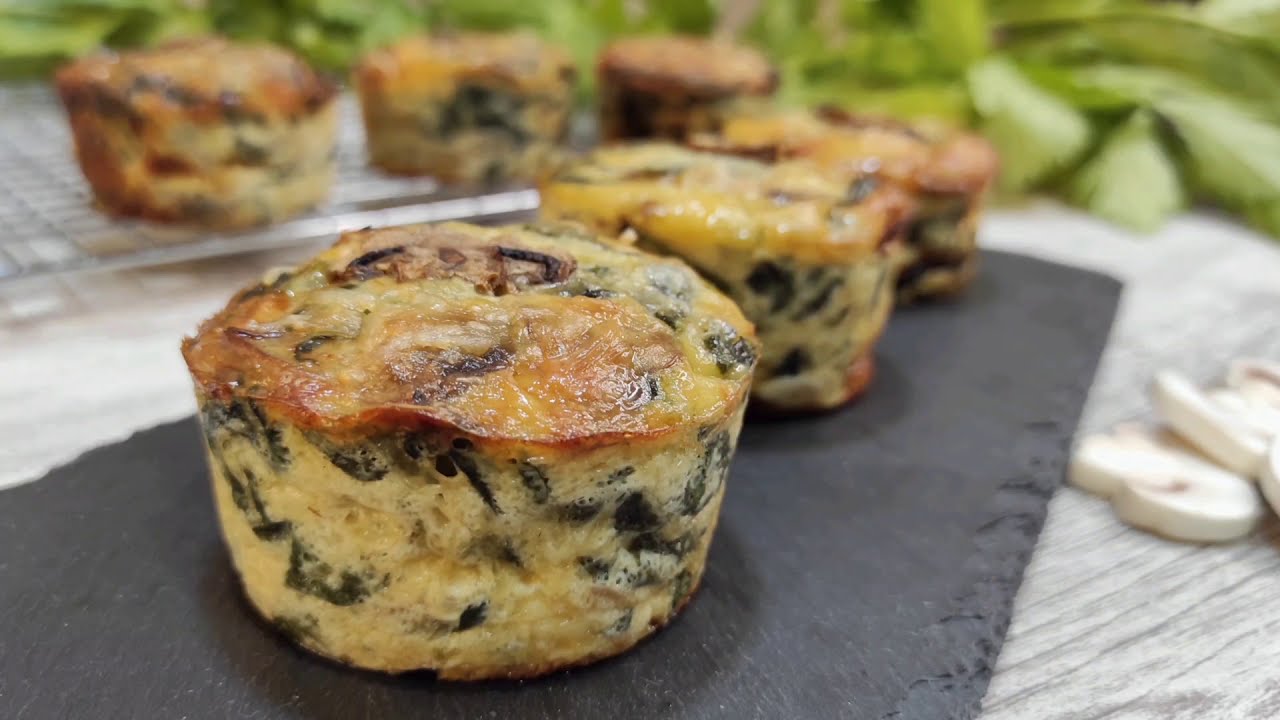 Muffins de espinacas y champiñones
