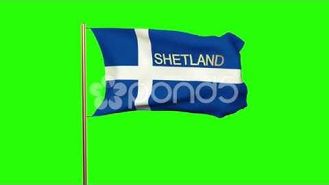 Shetland Flag With Title Waving In The Wind. Looping Sun Rises Style. Animation