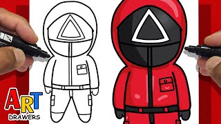 How To Draw SQUID GAME 3 - Red GUARD Uniform🔴😮