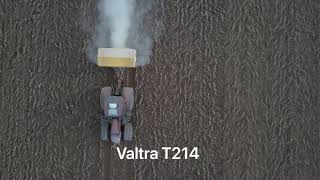 Spreading Fertiliser on land in Perthshire ready for Potatoes with Valtra and KRM spreader