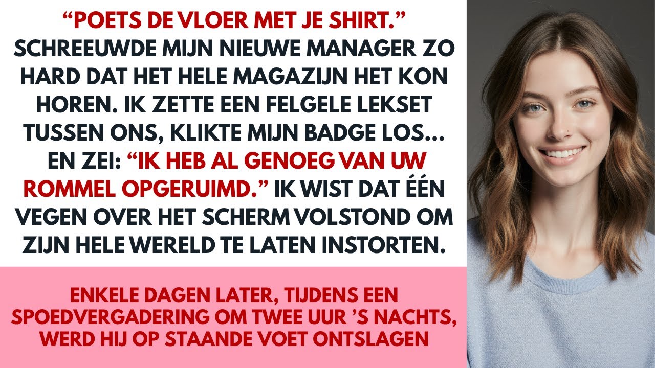 Arrogante baas dwong mij met mijn shirt te dweilen – tot één zin alles veranderde.
