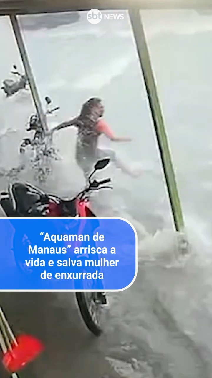Homem arrisca a vida e salva mulher arrastada por enxurrada em Manaus