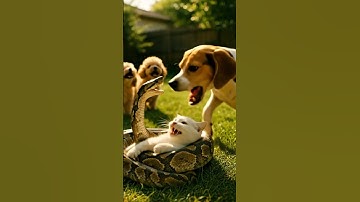 🚨 Shocking Rescue! Brave Beagle Saves Kitten from Giant Python 😱🐍🐕 #rescue #cat #dog #aishorts