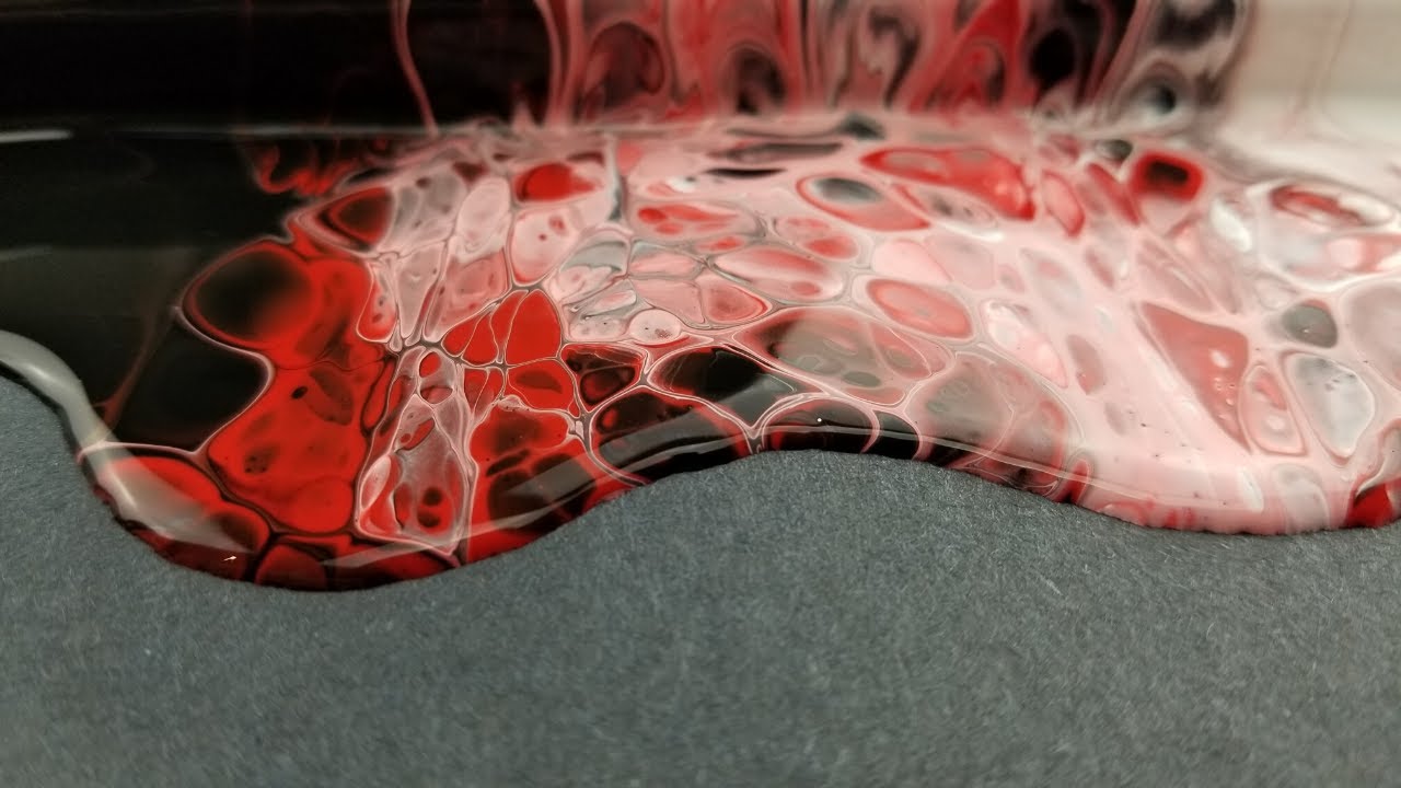 Abstract Acrylic Pouring Fluid Painting Hair Dryer Technique Blood Cells YouTube