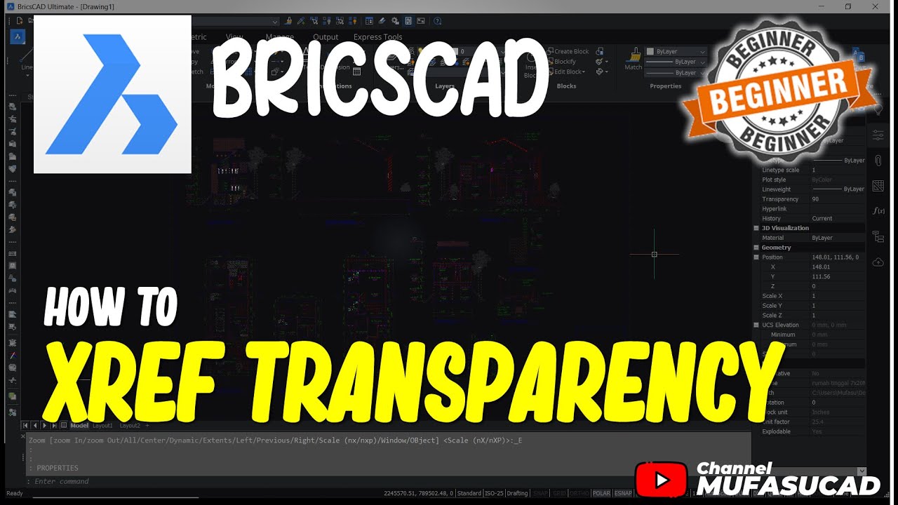 BricsCAD How To Xref Transparency - YouTube