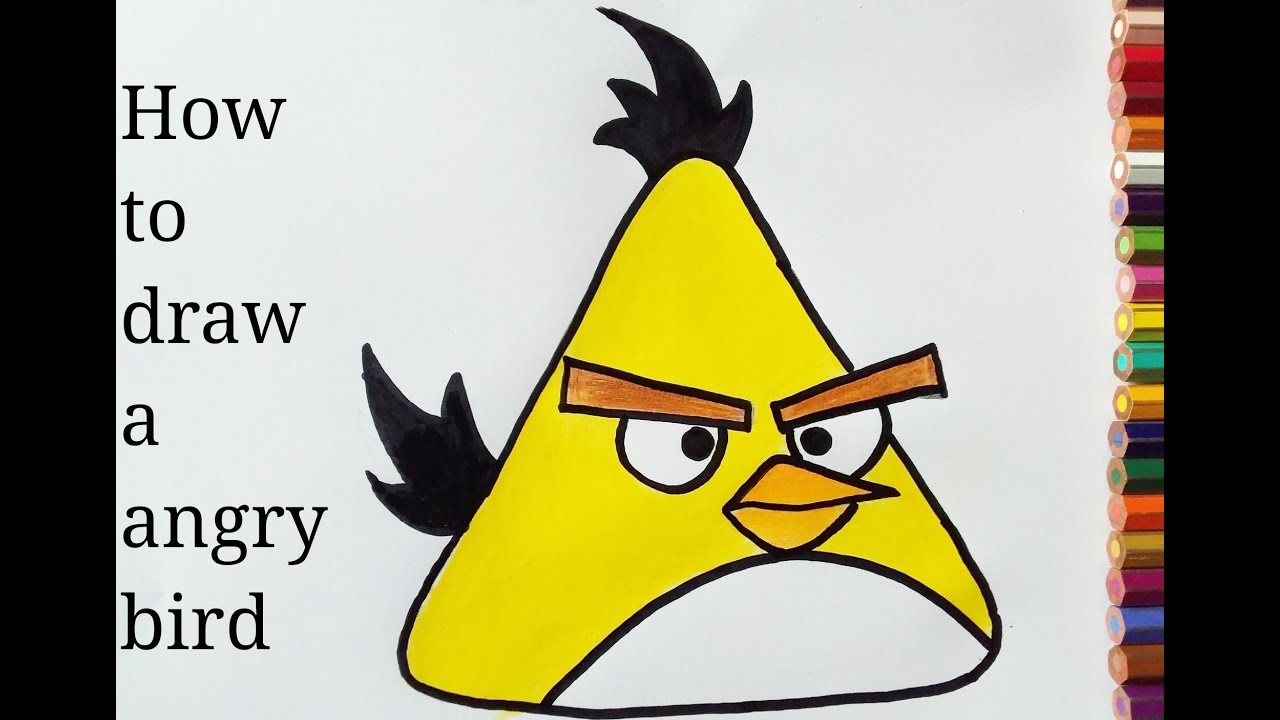 How to draw chuck from angry birds,How to draw yellow angry bird2019