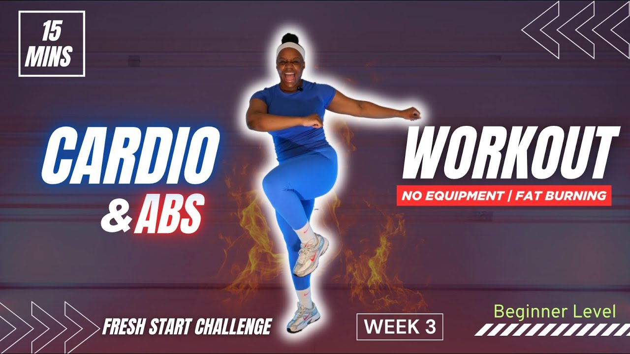 15 Minute Cardio & Abs Workout | No Equipment | Burn Fat & Sculpt Abs (Beginner)