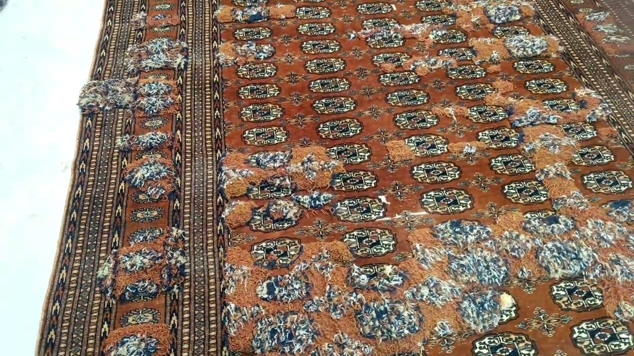 “Afghan Vintage Bukhara Carpet Finishing | Handcrafted Knotting, Pile Cutting & Luxury Restoration”