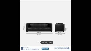 Artistic 3 Seater Sofa in Black Leatherette Artistic 3 Seater Sofa in Black Leatherette