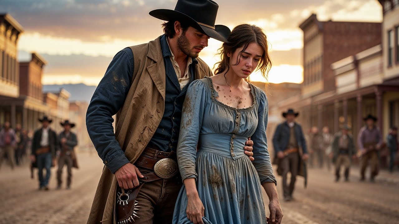 A Woman Was Mocked And Beaten In Town, A Cowboy Covered Her With His Hat And Led Her Away