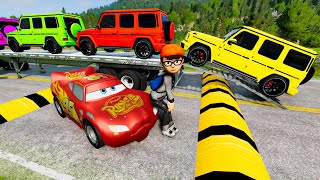 Flatbed Trailer Cars Transportation with Truck - Pothole vs Car - BeamNG.Drive #268