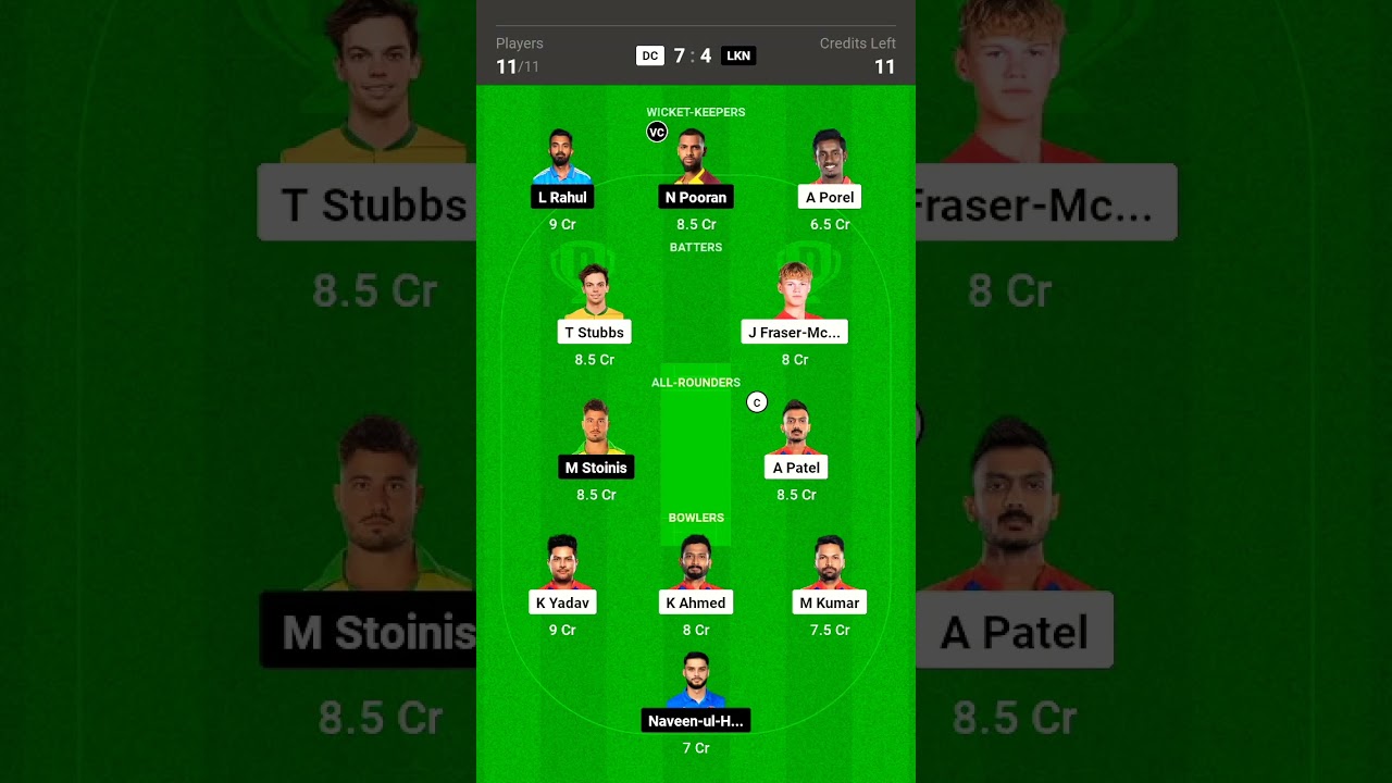 DC vs LKN Dream11 Prediction DC vs LSG || Delhi vs Lucknow 64th Dream11 Team| IPL Match 2024 |