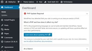 PHP Update Required / update PHP version in WordPress website