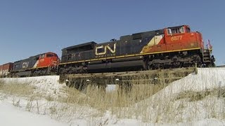 Cn 8877 East, An Emd Sd70M-2 Over A Small Trestle On 3-8-2013