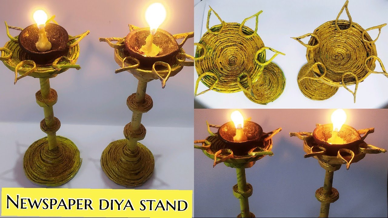 Newspaper Diya Stand // Candle Holder craft // Festival decoration craft idea //best out of waste