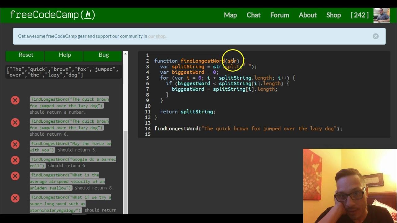 Find the Longest Word in a String, freeCodeCamp review Basic Algorithm ...