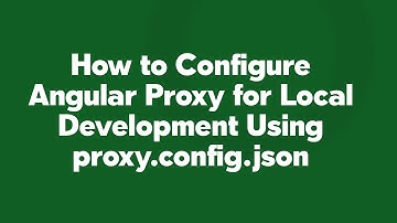 How to Configure Angular Proxy for Local Development Using proxy.config.json