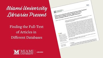 Finding the Full-Text of Articles in Different Databases