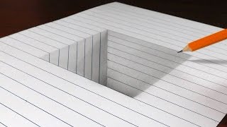How to Draw a Square Hole in Line Paper - 3D Trick Art