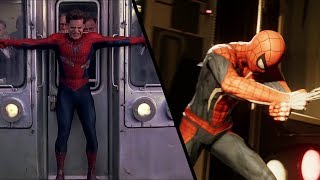 Spider-Man Stopping The Train - Movie Vs Game Spider-Man Ps4