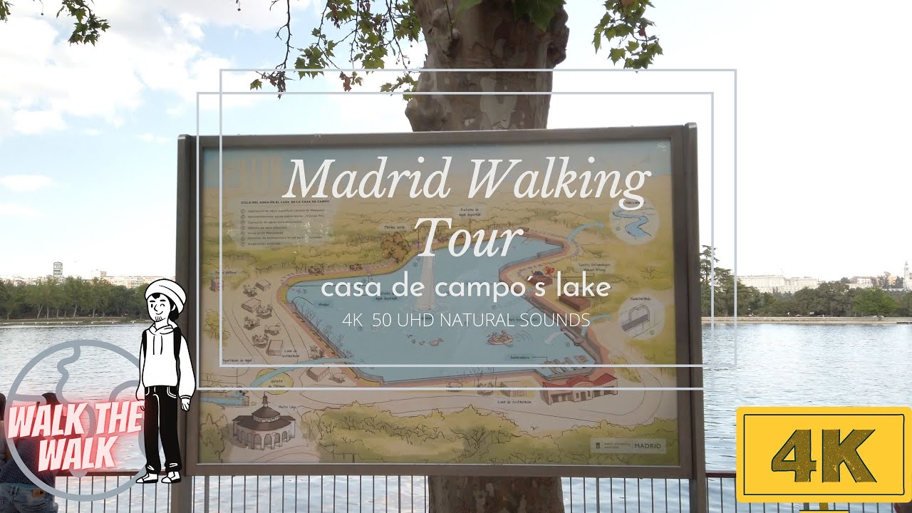Walking Tour around Casa de Campo's Lake, Madrid, Spain in 4K with natural sounds