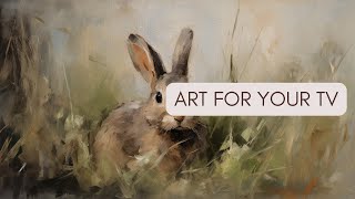 Vintage Easter Bunny | TV Art Vintage | Spring Rabbit Art | Moody Easter Decor | Art For Your TV