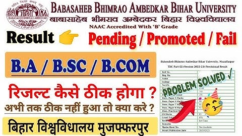 brabu bihar university result problem solved 😊 | pending / promoted / fail | bihar university||