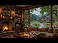 Rainy Day Café Ambience ☕🔥 Soft Piano Music, Gentle Rain &amp; Fireplace Sounds for Relaxation, Study