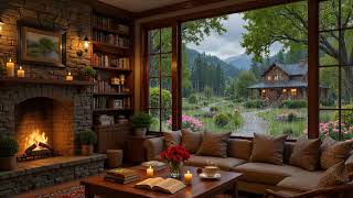 Rainy Day Café Ambience ☕🔥 Soft Piano Music, Gentle Rain & Fireplace Sounds for Relaxation, Study screenshot 1