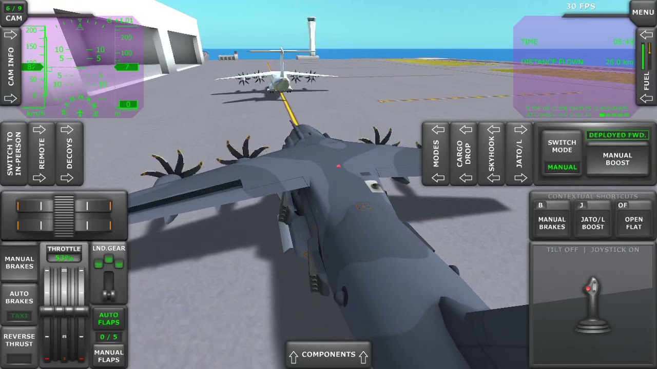 Turbo lines landed at factory airport 