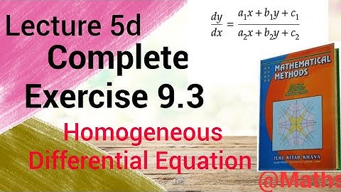 Complete exercise 9.3 by SM Yousuf/mathematical method/ Homogeneous Differential Equation /Hindi
