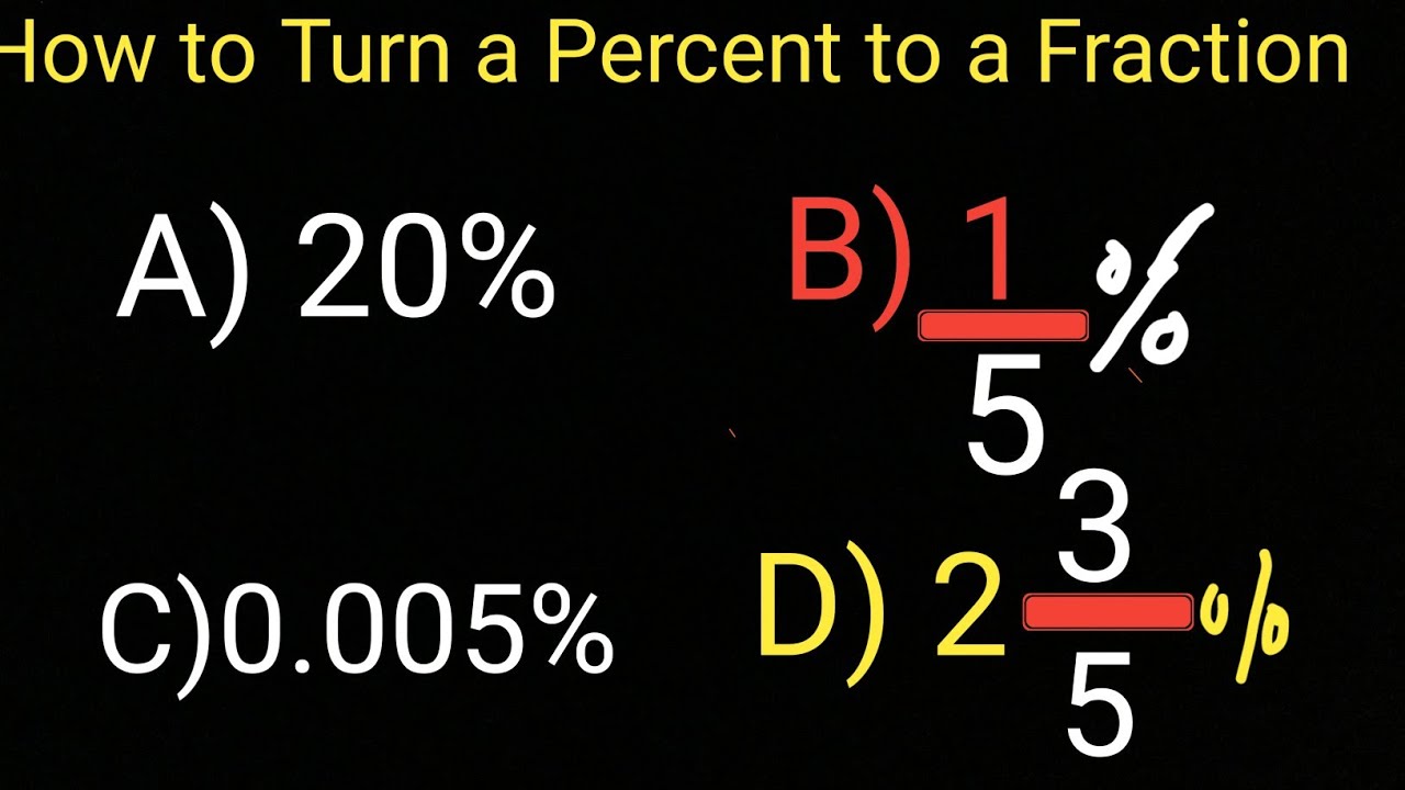 How to turn/convert a percentage to a fraction - YouTube