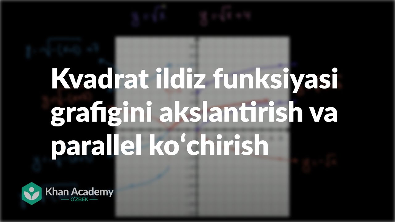 Kvadrat ildiz funksiyasi grafigini akslantirish va parallel koʻchirish | Algebra 2