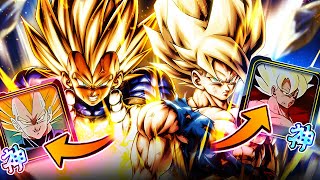 (fixed) SSJ POWER-HOUSES WITH THEIR NEW PLATS! GOKU AND VEGETA UNLEASHED! | Dragon Ball Legends