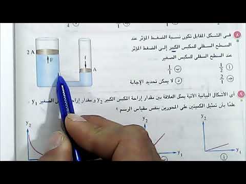 حل أسئلة المكبس الهيدروليكى كتاب الامتحان فيزياء ثانية ثانوى الترم الثانى  جزء 