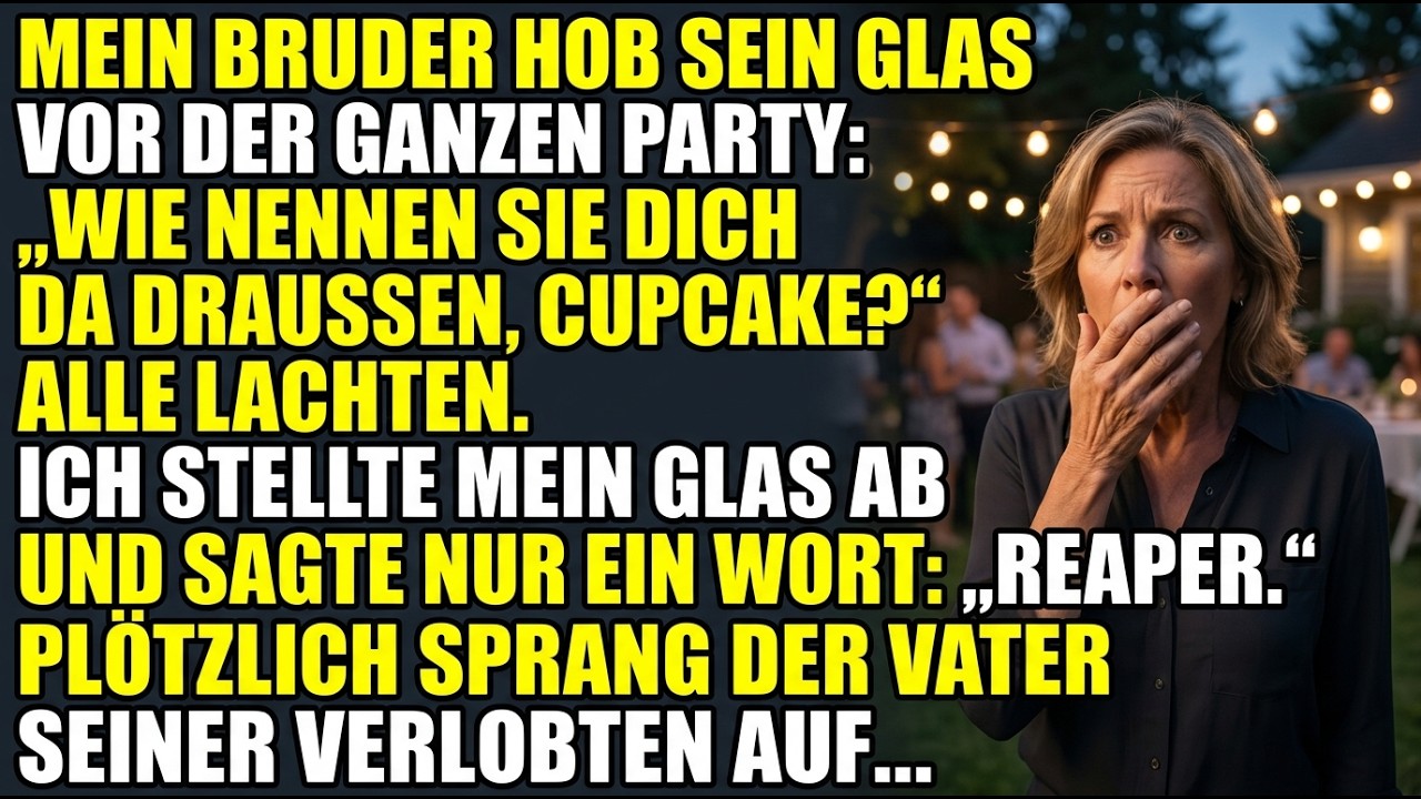 Ich stand am Getränketisch, weil ich etwas für meine Hände brauchte, als mein Bruder sein Glas hob und rief: „Auf meinen Bruder, zurück von wo auch immer er sich herumgetrieben hat. Wie nennen sie...